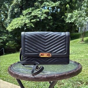 a new day Black Quilted Crossbody Bag with Gold Hardware